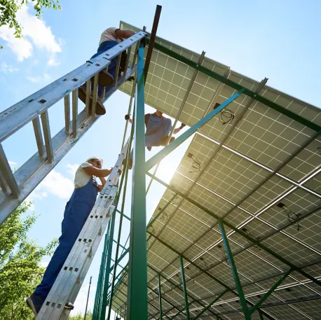 Sia Engineering team installing solar structure